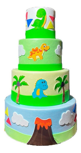 Bolo Fake Dino Baby 4 Andares - Ideal E Pegue Monte
