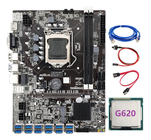 Placa Base B75 Eth Mining De 12 Pcie A Usb Con Cpu G620 Y Rj