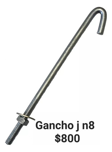 Gancho J 5/16 Numero 8 20 Cm Para Alambrados X 10 Unidades