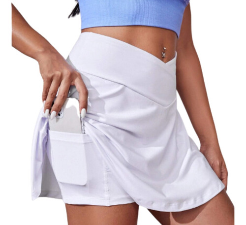 Falda Short Deportivo Transpirable Suave Bolsillo Celular