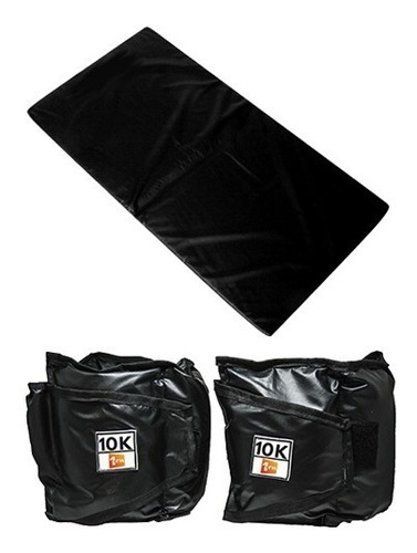 Kit Colchonete Preto + Par De Caneleira De Peso 10kgs 