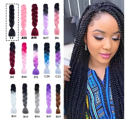 Extensiones 100% De Kanekalon Puro Para Trenzas Africanas Color Negro