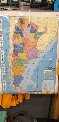 Mapa Mural Laminado Plastificado Argentina 65 X 95 Politico