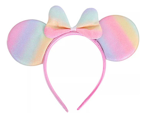 Orejas Minnie O Mickey Diadema Color Pastel Arcoiris