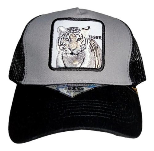 Gorra De Animales Trucker Tigre Gris