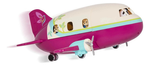 Li'l Woodzeez Set Avión Con Accesorios Color Rosa Oscuro
