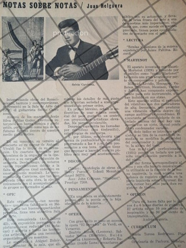 Afiche Antiguo .guitarrista. Selvio Carrizosa 1960s
