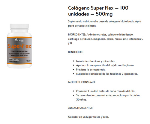 Super Flex Colageno Fitocenter Mg - Calcio 500mg 100 Capsula