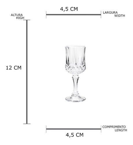 Imagem 7 de 10 de Conjunto Para Licor Garrafa 1l + 6 Taças 60ml Diamante Lyor