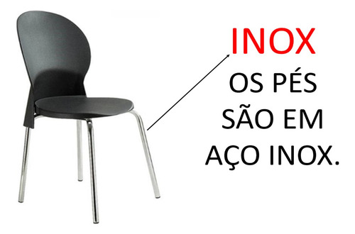 Cadeira Inox 304 - Luna - Kit Com 06 Unidades - Preto