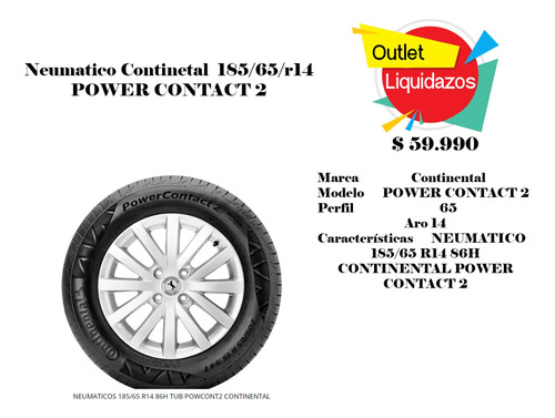 Neumático Continental Powercontact 2 P 185/65r14 86 H