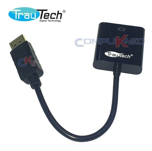 Adaptador Displayport Dp A Vga Trautech Pc Laptop A Proyecto