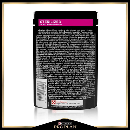 Sobre Pro Plan Sterilized Pavo En Salsa 85g Alimento