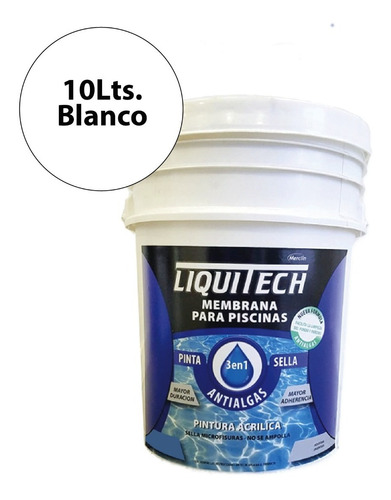 Membrana Para Pileta De Hormigón Color Blanco Liquitech 10 L