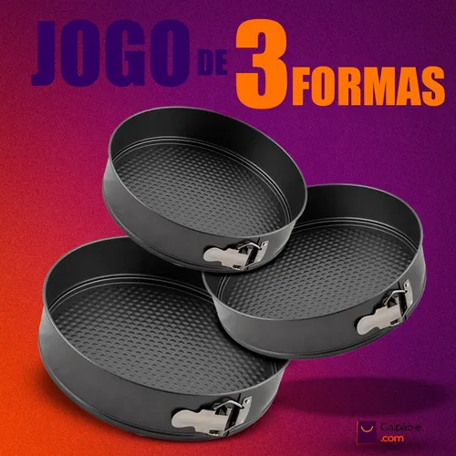 Jogo 3 Formas Assadeiras Para Bolo Torta Com Fundo Removível