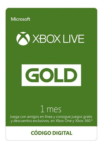 Imagen 1 de 1 de Membrecia Xbox Live Gold 1 Meses, Entrega Inmediata Oferta