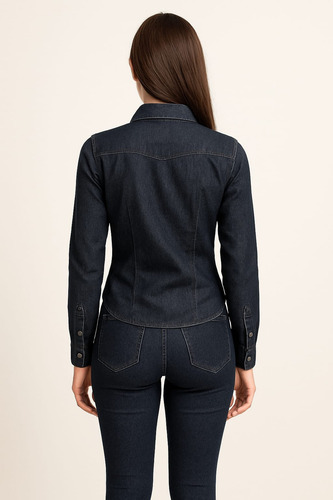 Blusa Donnatex M. Larga Mezclilla Stretch Corte Basic