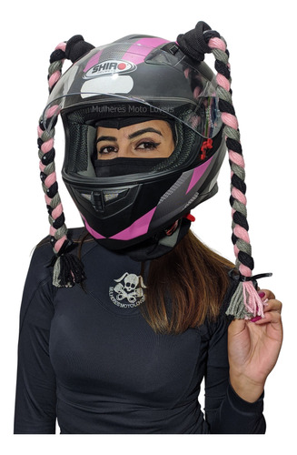 Par De Tranças P/ Capacete Mulheres Moto Lovers 45 Cm