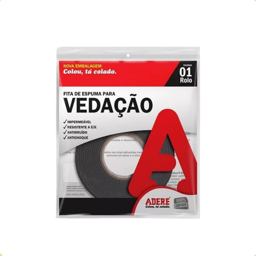 Fita Espuma Vedação 19mm X 5m Autoadesiva Adere Cor Cinza
