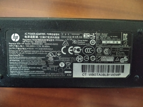 Transformador Hp 18,5v (dc) // 3,5a // 65w // Punta De Aguja