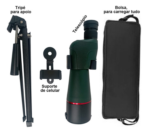 Luneta Telescopio Monocular Zoom Suporte Celular Tripe Alvo