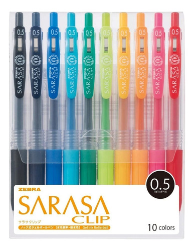 Set Zebea Sarasa Clip 0.5 Mm - 10 Colores Gel