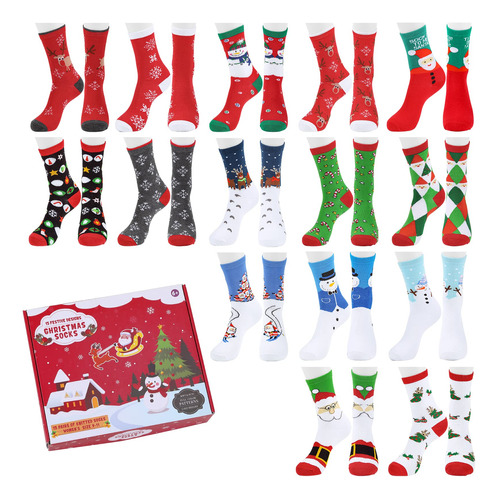 Calcetines De Navidad De Algodón Cálido Y Divertidos Pack 15