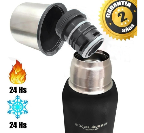 Imagen 3 de 8 de Combo Termo Acero Inoxidable Explorer 1 Lt + 750 Ml Cebador