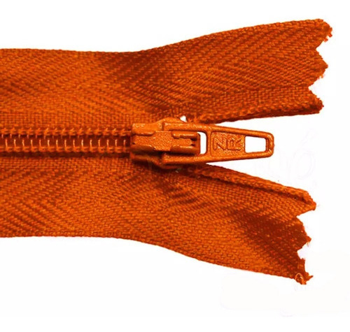 Zíper Nylon Fino Com Cordão 60cm Com 10 Unidades Cor 523- Laranja