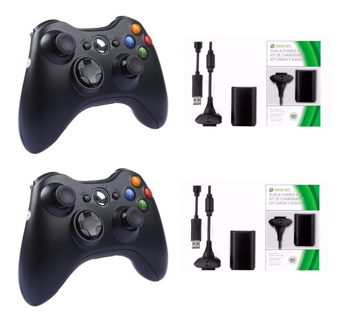 Kit 2 Controle Sem Fio Xbox 360 E Pc Feir Com 2 Bateria