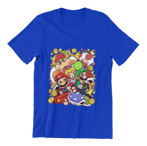 Polera Unisex Mario Bros Super Grupo Luigi Algodon Estampado