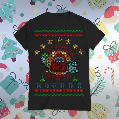 Pack Vectores Amongus Navidad Estiló Bordado Suéter