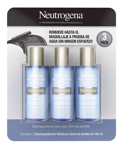 Desmaquillante Neutrogena Para Ojos 3 Pzs De 162 Ml C/u