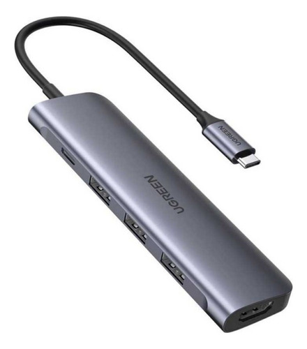 Hub Ugreen 5 en 1 USB-C HDMI 4k 60 Hz, color gris