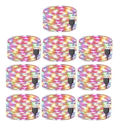Q Tiras De Luces Led Navideñas 10 M Navidad Usb 10pcs