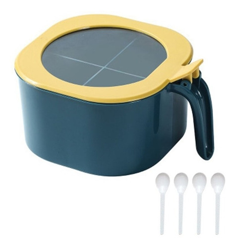 Contenedor Para Comida O Almacenar Condimentos 4 Divisiones Color Azul