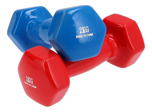 Mancuerna Revestida En Vinilo 2kg Fitness Pilates Excelentes Color Azul
