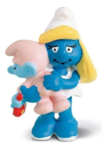 Miniatura Alemã Schleich Smurfette Com Bebe Smurf Cod. 20192