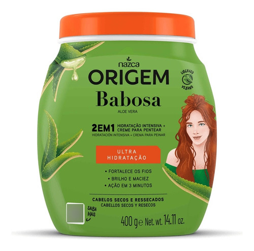Origem Aloe Vera 2en1 Mascara+crema Peinar Curly G 1kg Vegan