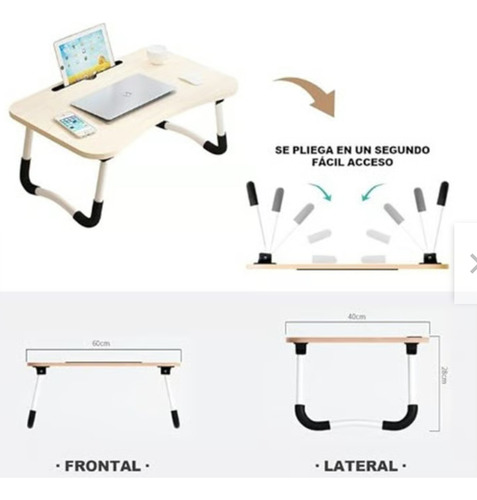 Mesa Laptop Plegable Portátil Para Cama Escritorio Posavasos