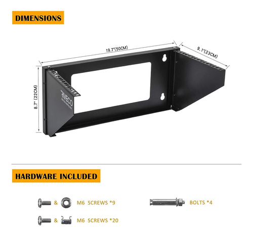 Soporte De Red Riveco 5u Para Montaje En Pared Vertical F...