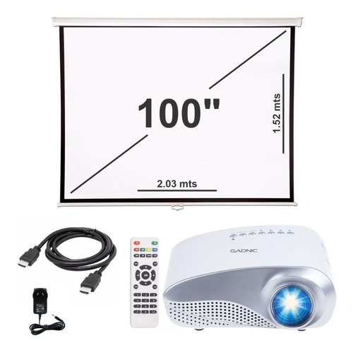 Combo Pantalla 100 Y Proyector 60 Lumens Retractil 4:3 Cuota