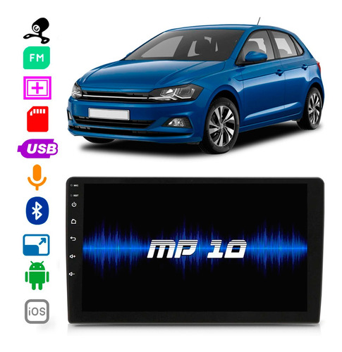 Multimidia Vw Polo 2018 A 2021 9 Pol Bluetooth Usb Fm Câmera