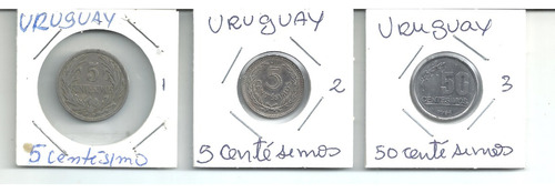 Uruguay 3 Moedas 5 Centésimos 1936/1953 E 50 Cent 1994 Mbc+ (Usado)