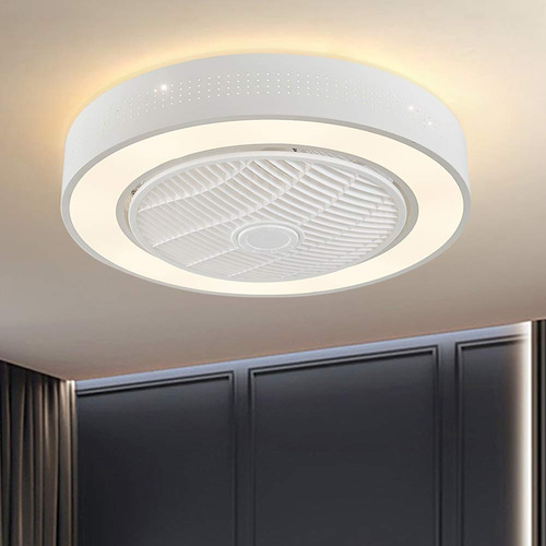 Ventilador Techo 22  Luz Led Moderno Redondo Perfil Montaje