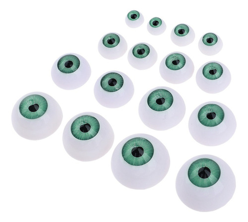 8 Pares De Medio Ojos Huecos De Plástico Verde Globo W