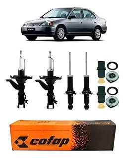 Par Amortecedor Diant + Trasei + Kit Civic 2003 A 2005 Cofap