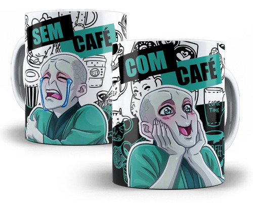 Caneca Voldemort Harry Potter Com Café Sem Café Porcelana