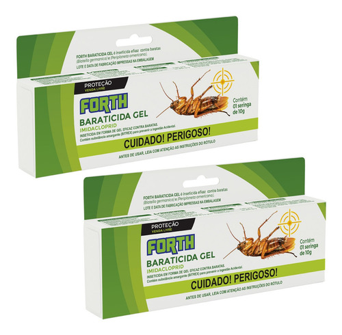 2 Forth Baraticida Gel Seringa De 10g Eficaz Contra Baratas