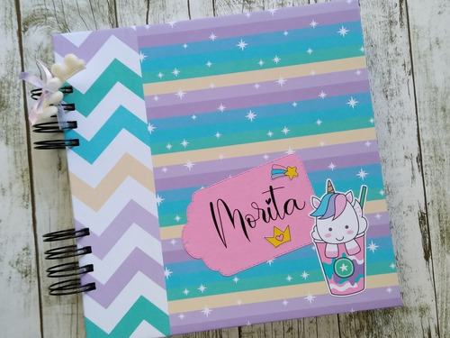 Álbum Bebé Nacimiento Personalizado Scrap Diseño Unicornio